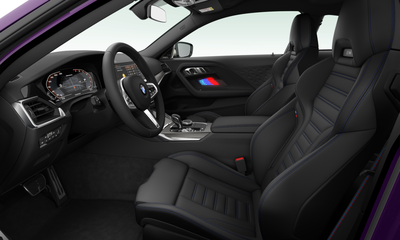 [新聞照片五] M240i xDrive專屬Vernasca真皮M雙前座跑車座椅與M光影車門飾板，洋溢BMW M Performance動感風格